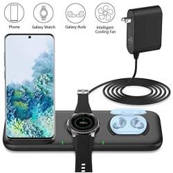 Yootech Update 3 in 1 Fast Wireless Charger,22.5W Max Wireless Charging Station with Adapter for Samsung Galaxy Watch 42mm/46mm/Active2/1,Gear S3/S2/Sport&Galaxy Buds,Galaxy S20/S10[Not for iWatch]