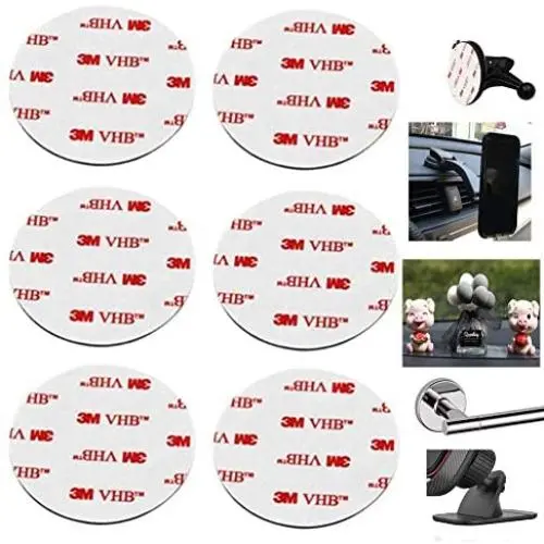 80mm(3.15&quot) Circular Double Sided Sticky Pads 6Pcs Strong Adhesive Pad for Car Mount Mounting Holder Windshield GPS Camera Lock Sucker Suction Cup Hook Dashboard Toys (White)