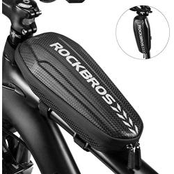 ROCKBROS Top Tube Bag Bike Bicycle Bag Front Frame Bag Water Resistant Bike Phone Bag EVA Hard Shell Mountain Bike Accessories Pouch Black