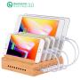 OthoKing Bamboo Charging Station, Fastest Wood Charging Dock Organizer 5-Port with Quick Charge 3.0 of Universal Cell Phones Tablets (5 Cables Included & 1 QC 3.0 Port)