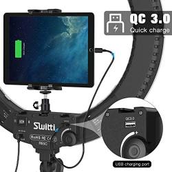 Switti Ring Light with Stand and ipad & Phone Holder,Makeup LED Ring Lights 60W Bi-Color 3000K-5800K CRI≥97 & TLCI ≥99 for YouTube, Facebook Live,Twitch and Blogging (Black)