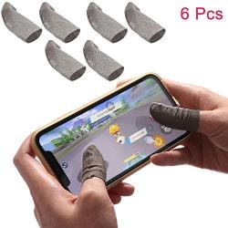 Simons 6Pcs Cellphone Sensitive Breathable Cotton Sweatproof Conductive Triger Finger Tip Sleeve Joystick Controller Thumb Gloves