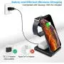 Quezqa Wireless Charging Stand – 3 in 1 Fast Wireless Charger – Qi Charging Station Dock Compatible with AirPods Pro Apple Watch Series 5 4 3 2 iPhone 11 Pro Max Xs X Xr 8(with QC 3.0 Adapter) (Black)