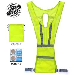 VIZPET Reflective Running Vest Led Safety Vest with Adjustable Waist & Large Pocket Night Light High Visibility for Jogging Biking Motorcycle Walking