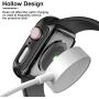 Tauri 2 Pack Case Built-in Tempered Glass Screen Protector for Apple Watch 40mm Series 5/Series 4, iWatch 40mm Glass Screen Protector Cover, Matte Hard Bumper, Full Protection - Black