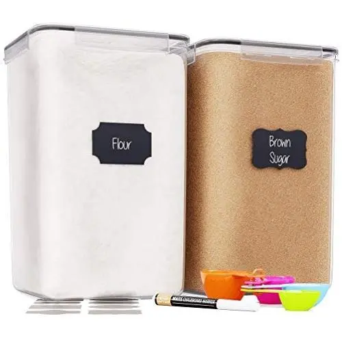 Extra Large Tall Food Storage Containers 7 qt/ 220oz/ 6.5L, For Flour, Sugar - Airtight Kitchen & Pantry Bulk Food Storage, BPA-Free - 2 PC Set - Measuring Scoops, Pen & 8 Labels - Chef’s Path Extra Large Tall Food Storage Containers 7 qt/ 220oz/ 6.5L, For Flour, Sugar - Airtight Kitchen & Pantry Bulk Food Storage, BPA-Free - 2 PC Set - Measuring Scoops, Pen & 8 Labels - Chef’s Path