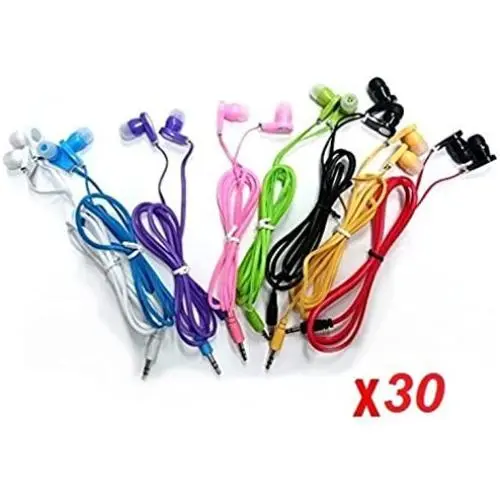 JustJamz 30 Pack 3.5mm Stereo in-Ear Earbud Headphones - Earphones (Assorted Colors) JustJamz 30 Pack 3.5mm Stereo in-Ear Earbud Headphones - Earphones (Assorted Colors)