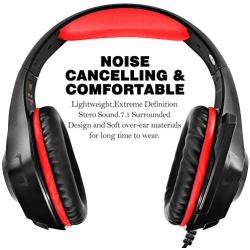 GM-1 Gaming Headset Compatible New PS4 PC Tablet Cellphone, Stereo LED Backlit Headphone with Mic by AFUNTA-Red