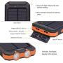 Solar Charger 20000mAh YOESOID Portable Solar Power Bank External Backup Battery Pack Waterproof Solar Phone Charger with Dual USB Ports 2 LED Light Carabiner and Compass for Smartphones