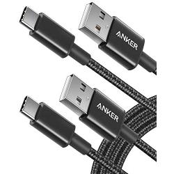 USB Type C Cable, Anker [2-Pack, 6 ft] Premium Nylon USB-A to USB-C Fast Charging Type C Cable, for Galaxy S10 / Note 8, LG V20 and Other USB C Charger