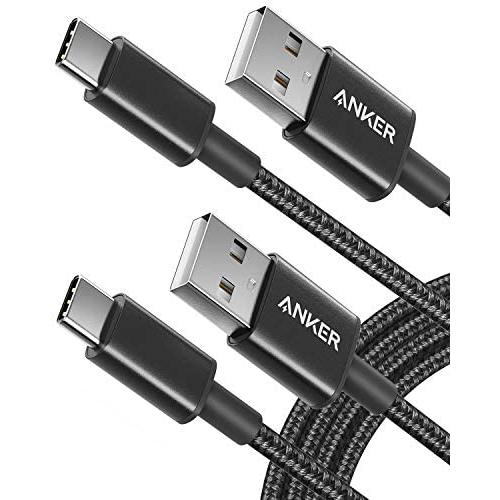 USB Type C Cable, Anker [2-Pack, 6 ft] Premium Nylon USB-A to USB-C Fast Charging Type C Cable, for Galaxy S10 / Note 8, LG V20 and Other USB C Charger