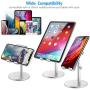 (2020 Upgraded Newest) Tablet Stand, Height Adjustable Desktop Stand Holder, 360° Rotating Aluminum Alloy Cradle Mount Dock for iPhone, Samsung, Smartphone & iPad, Tablet etc (4-10 Screen), Silver