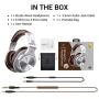 OneOdio A71 Wired Over Ear Headphones, Studio Headphones with SharePort, Professional Adapter-Free Monitor Recording & Mixing Headphones with Stereo Sound for Electric Drum Piano Guitar Amp (Silver)