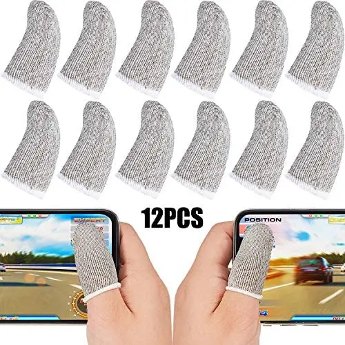 12 Pieces Gaming Finger Sleeve Controller Touch Screen Finger Sleeve Anti-Sweat Breathable Game Thumb Sleeve for Mobile Phone Games (White) 12 Pieces Gaming Finger Sleeve Controller Touch Screen Finger Sleeve Anti-Sweat Breathable Game Thumb Sleeve for Mobile Phone Games (White)