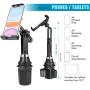 LUXMO Cup Holder Phone Mount & Tablet Holder for Car, 2-in-1 Car Cradles with Adjustable Neck Extended Cup Holder for Cell Phone iPhone, Samsung, Google & iPad Air/Mini, Galaxy Tab Under 12.9”Tablet.