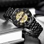 Mens Watches Mechanical Automatic Self-Winding Stainless Steel Skeleton Luxury Waterproof Diamond Dial Wrist Watches for Men