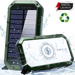 Solar Phone Charger 20000mAh Solar Charger for Cell Phone - Wireless Solar Power Charger Solar Powered Phone Chargers iPhone 6+Times - [Updated] Portable Power Bank -Solar Power Bank (Green)