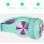 Bluetooth Headphones, Riwbox XBT-80 Folding Stereo Wireless Bluetooth Headphones Over Ear with Microphone and Volume Control, Wireless and Wired Headset for PC/Cell Phones/TV/ipad (Purple Green)