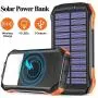 Hiluckey Solar Charger 16000mAh Wireless Portable Charger with 2 USB Ports Waterproof Power Bank with 15 LEDs Flashlight Outdoor External Battery Pack for iPhone, Samsung, iPad and More