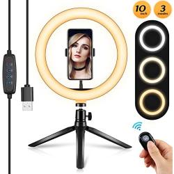 10.2" Ring Light with Stand and Phone Holder, 3 Lighting Modes and 11 Brightness Levels Selfie Ring Light, Ring Light for YouTube Video/Live Stream/Makeup/Photography, Compatible with iPhone Android