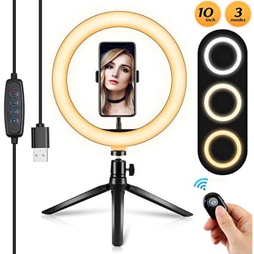 10.2" Ring Light with Stand and Phone Holder, 3 Lighting Modes and 11 Brightness Levels Selfie Ring Light, Ring Light for YouTube Video/Live Stream/Makeup/Photography, Compatible with iPhone Android