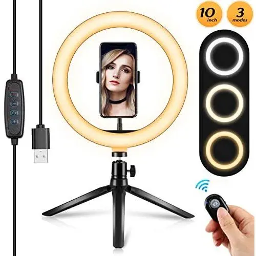 10.2" Ring Light with Stand and Phone Holder, 3 Lighting Modes and 11 Brightness Levels Selfie Ring Light, Ring Light for YouTube Video/Live Stream/Makeup/Photography, Compatible with iPhone Android 10.2" Ring Light with Stand and Phone Holder, 3 Lighting Modes and 11 Brightness Levels Selfie Ring Light, Ring Light for YouTube Video/Live Stream/Makeup/Photography, Compatible with iPhone Android