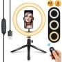 10.2" Ring Light with Stand and Phone Holder, 3 Lighting Modes and 11 Brightness Levels Selfie Ring Light, Ring Light for YouTube Video/Live Stream/Makeup/Photography, Compatible with iPhone Android