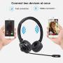 Bluetooth Headphones with Microphone, YAMAY Bluetooth Headset Wireless Headphones on Ear with Noise Cancelling Boom Mic Mute Key Clear Sound, Foldable Headset for Cell Phones PC Tablet Home Office