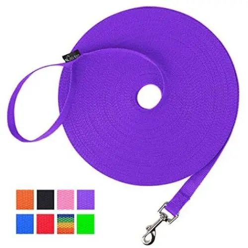 Hi Kiss Dog/Puppy Obedience Recall Training Agility Lead - 15ft 20ft 30ft 50ft 100ft Training Leash - Great for Training, Play, Camping, or Backyard Hi Kiss Dog/Puppy Obedience Recall Training Agility Lead - 15ft 20ft 30ft 50ft 100ft Training Leash - Great for Training, Play, Camping, or Backyard