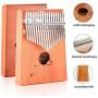 Kalimba 17 Keys, Thumb Piano with Study Instruction and Tune Hammer, Solid Mahogany Wood Portable Mbira Sanza African Wood Musical Instrument Finger Piano for Kids Adult Beginners Professionals