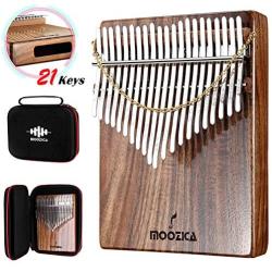 Moozica Kalimba 21 Keys Thumb Piano, Professional Koa Wood Mbira Finger Thumb Piano With High Performance Carrying Case and Study Instruction (Acacia Koa-K21K)