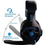 SADES SA810 PlayStation 4 Xbox One S Stereo Headset Over-Ear Gaming Headphones with Microphone for PC PS4 Xbox one iPad Mobile Tablet Mac (Black & Blue)