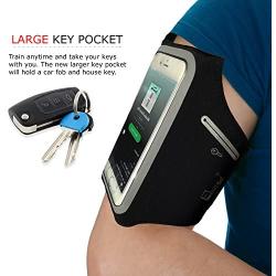 iPhone 11 Waterproof Running Armband with Extra Pockets for Keys, Cash and Credit Cards. Phone Arm Holder for Sports, Gym Workouts and Exercise (Small - Large Arms)