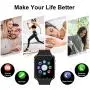 Qidoou Smart Watch Fitness Tracker,Smartwatches Compatible Android iOS Touchscreen Step Calorie Sleep Sedentary Monitor Waterproof, Call Message Music with SIM SD Slots Men Women (Black1)