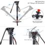 Monopod, COMAN KX3232 73.2 inch Professional Monopod Tripod Lightweight Aluminum Telescopic Camera Monopod with Pan Tilt Fluid Head and Tripod Base for DSLR Video Cameras