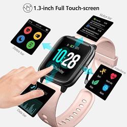 Lintelek Smart Watch, Full Touch Screen Smartwatch, 1.3 Inch Fitness Tracker with HR Monitor, Sleep Tracker, Stopwatch, IP68 Waterproof Fitness Watch Compatible with iOS, Android for Men, Women