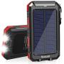 Solar Charger, SUSCELL 20000mAh Portable Solar Power Bank for Cell Phone, Dual 5V/2.1A USB Ports Output and 2 Led Flashlight, Perfect for Outdoor Trip/Emergency