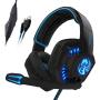 NOSWER Stereo Gaming Headset with Single 3.5mm Jack,Wired LED Lighting Over Ear Headband Headphone with Microphone for PC Laptop MAC PS4 Mobile Phone