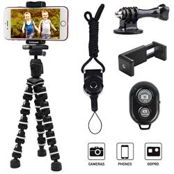 Phone Tripod, Linkcool Octopus Phone Tripod Portable and Adjustable Tripod Stand Holder with Universal Clip and Bluetooth Remote Compatible with Most Smartphones, GoPros, and Digital Cameras