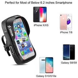 Waterproof Bike Phone Mount Bag 360° Rotatable Bicycle Handlebar Cellphone Case Holder Touch Screen Pouch w Card Slot Pockets for iPhone 11 XR 8 Galaxy A10 A20 S10 S9 Plus BLU Vivo XL4 Google Pixel 3a