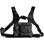 Lewong Universal Hands Free Chest Harness Bag Holster for Two Way Radio (Rescue Essentials) (Leather Black)