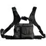 Lewong Universal Hands Free Chest Harness Bag Holster for Two Way Radio (Rescue Essentials) (Leather Black)