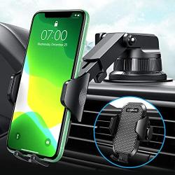 [2020 Upgraded] VANMASS Car Phone Mount [Fingerprint Clamps] Hands-Free Phone Holder for Car Dashboard Windshield Air Vent, Super Suction, Compatible iPhone 11 Xs Max XR X 8 SE Samsung S20 S10 Note 10