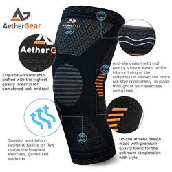 AetherGear Knee Compression Sleeve Knee Brace for Sports, Running, Weightlifting, Arthritis and Knee Pain, Knee Braces for Men and Women with Superior Knee Support and Comfort (Medium)