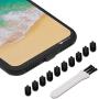 PortPlugs - Anti Dust Plugs - Compatible with iPhone 7, 8 Plus, X, XS, XR (10 Pack) - Port Cleaning Brush Included (Black)