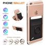New 5-in-1 Cell Phone Wallet-Stick On Spandex Ring Card Holder Sleeve Back-Double-Pocket+Magnetic+Finger Grip Strap Loop+Kickstand+RFID Block ,Most of Smartphones (iPhone/Android/Samsung Galaxy)