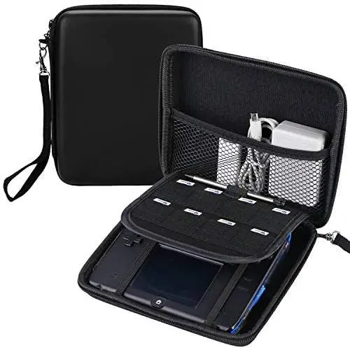 Carry and Storage Case Compatible with Nintendo 2DS - Pinowu Hard EVA Travel Storage Carrying Case Bag with Double Zipper and 8 Game Holders Compatible for Nintendo 2DS (Black)