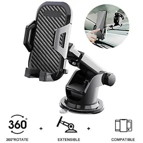 Car Mount Dash Windshield Phone Holder Universal Smartphone Stand for Phone Grip with iPhone 11 Pro XS Max X XR 8 Plus Samsung Galaxy S20 S10 S9 S8 Note 10 and More
