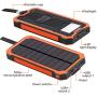 Portable Charger Power Bank 15000mAh, Elzle Solar Charger, Solar Power Bank Battery Pack, High-Speed Charging Solar Phone Charger for iPhone, Samsung and More.