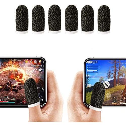 Finger Sleeve, Breathable PUBG Mobile Game Controller Finger Sleeve Touch Screen Finger Cot with Conducting Wire Fiber for Mobile Game, Rules of Survival, for Android iOS Tablet (6 Pack)
